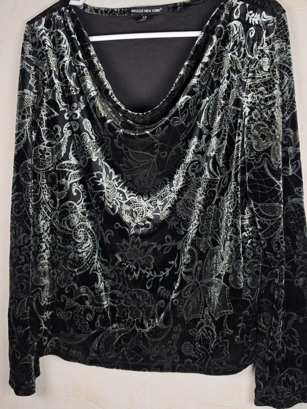 Y2K Velvet Paisley Floral Cowl Neck Briggs NY NWT Whimsigoth Womens 1xl